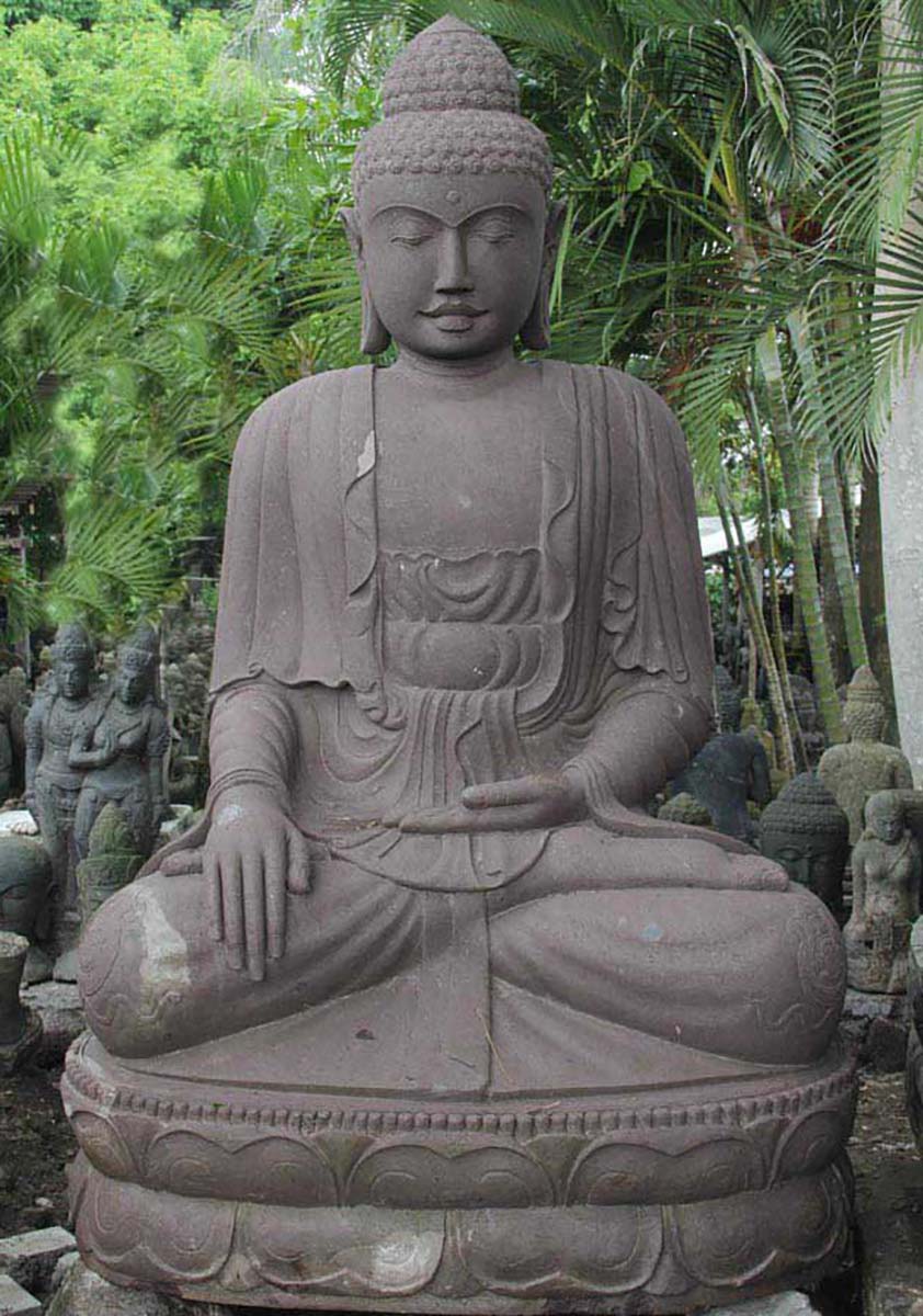 Huge Hand Carved Indonesian Lava Stone Earth Touching Garden Buddha   01A Best Big Sitting Budha Natural Color Vulcanic Stone 148cm X 116cm H=222cm  2 